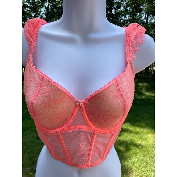 Victorias Secret Lace Corset Bustier S-DD/P-DD Orange - Picture 2 of 8